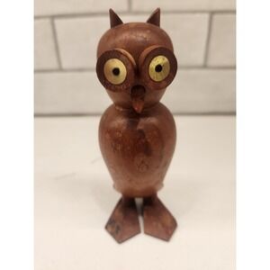Vintage Laurids Lonborg Wooden Owl Figurine MCM‎ Carved Teak Danish Eames Era 5"
